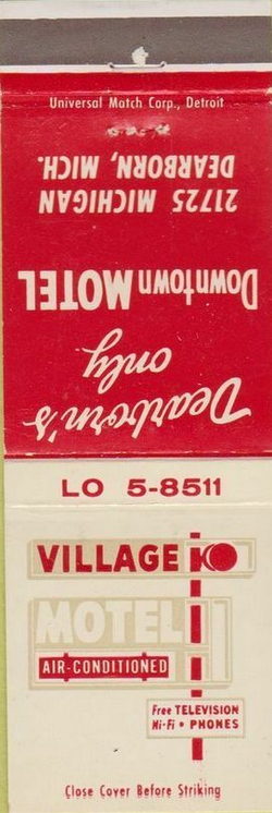 Village Motel (Village Inn of Dearborn) - Matchbook